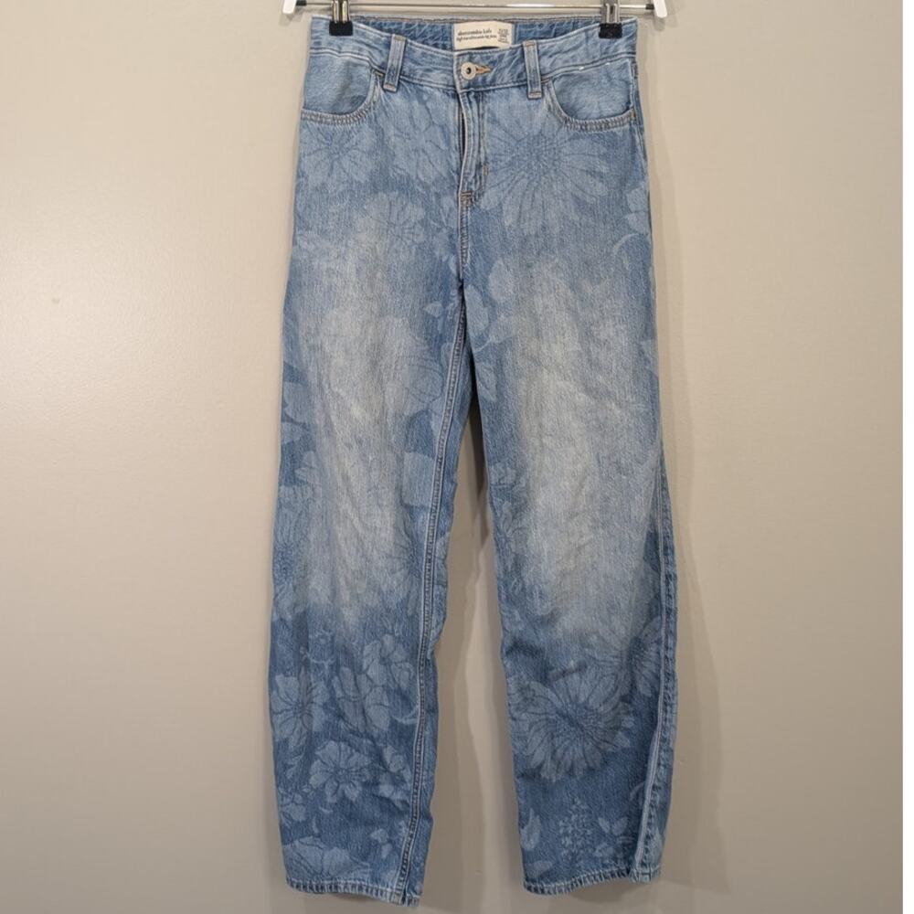 Abercrombie Kids Jeans High Rise Ultra Wide Floral Feminine Casual Size 11/12L